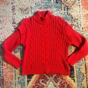 Women's Time and Tru High-Neck Sweater Red L 12-14